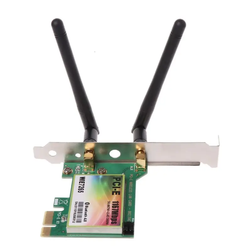 1200Mbps Wireless WiFi Network Card Bluetooth 4.0 Dual Band 2.4GHz/5GHz PCI-Express Card Adapter Desktop Card for Laptop
1200Mbps Wireless WiFi Network Card Bluetooth 4.0 Dual Band 2.4GHz/5GHz PCI-Express Card Adapter Desktop Card for Laptop