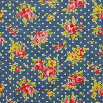Cotton Linen Fabric for sewing pathwork, bedding - Rose and dot on Deep Blue background (width=140cm)
Cotton Linen Fabric for sewing pathwork, bedding - Rose and dot on Deep Blue background (width=140cm)