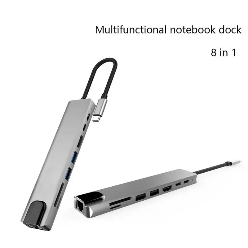 8 in 1 USB-C Hub Aluminum Alloy HD 2 USB 3.0 Adapter PD Charging SD &TF Card Reader RJ45 Portable Laptop Accessories
8 in 1 USB-C Hub Aluminum Alloy HD 2 USB 3.0 Adapter PD Charging SD &TF Card Reader RJ45 Portable Laptop Accessories