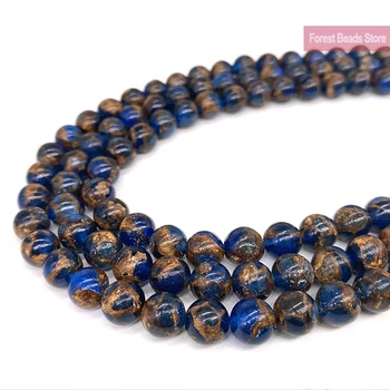 Dark Blue Golden Lace Cloisonne Natural Stone Round Beads Diy Bracelet Necklace for Jewelry Making 15" Strand 4 6 8 10 12MM
Dark Blue Golden Lace Cloisonne Natural Stone Round Beads Diy Bracelet Necklace for Jewelry Making 15" Strand 4 6 8 10 12MM