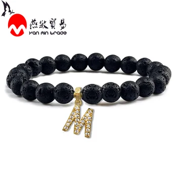 Charm Bracelet A-z Alphabet Initial 8mm Black Volcanic Stone Beads Chakra Lava Men Bracelet For Women 2020 New Bracelet Jewelry
Charm Bracelet A-z Alphabet Initial 8mm Black Volcanic Stone Beads Chakra Lava Men Bracelet For Women 2020 New Bracelet Jewelry