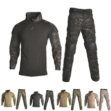 軍服シャツ + パンツ膝エルボーパッド屋外エアガンペイントボール戦術の Ghillie スーツ迷彩狩猟服(China)