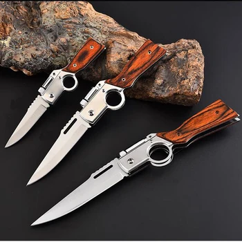New 5CR15MOV Blade + Wood Quick Open Knives Pocket Tactical Folding Blade Knife Survival Hunting Camping Pocket Knife with LED
New 5CR15MOV Blade + Wood Quick Open Knives Pocket Tactical Folding Blade Knife Survival Hunting Camping Pocket Knife with LED