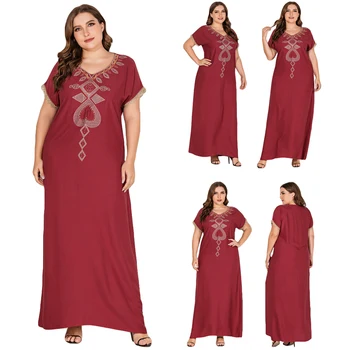 Plus Size Muslim Women Long Dress Short Sleeve Summer Maxi Robe Ramadan Embroidery Gown V-neck Kaftan Jilbab Abaya Dubai Dresses
Plus Size Muslim Women Long Dress Short Sleeve Summer Maxi Robe Ramadan Embroidery Gown V-neck Kaftan Jilbab Abaya Dubai Dresses