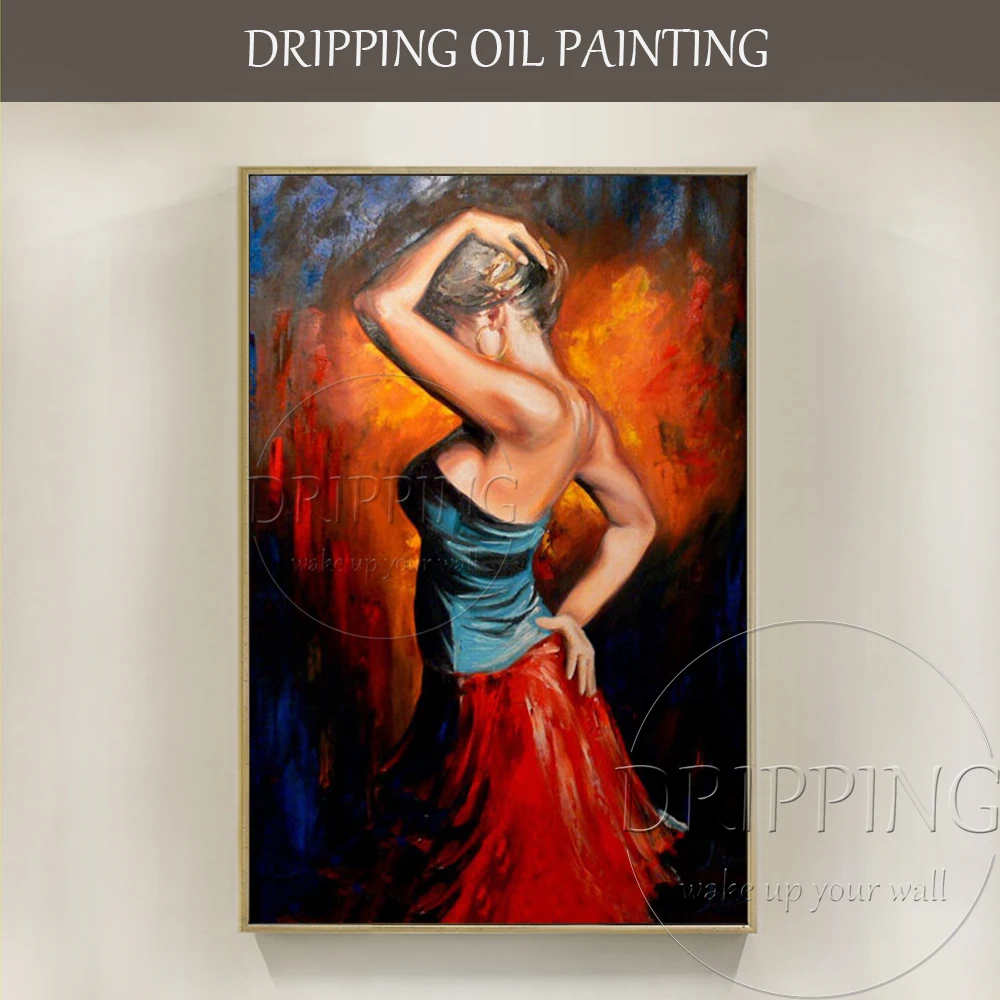 Excellent Painter Hand-painted Lady Dancer Flamenco Oil Painting on Canvas Handmade Portrait | Дом и сад