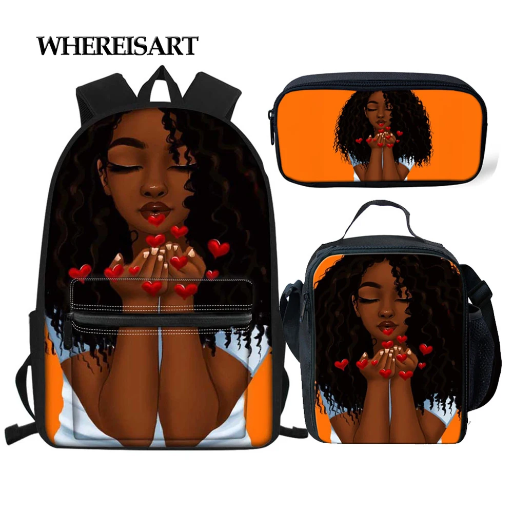 WHEREISART 3pcs Shoolbag Set for Childern Kawaii African Girl Pattern Girls Breathable Primaris Orthopedic Backpack Kids Bags
WHEREISART 3pcs Shoolbag Set for Childern Kawaii African Girl Pattern Girls Breathable Primaris Orthopedic Backpack Kids Bags
