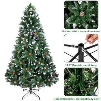 Christmas Tree 6/7FT 920/1350 Branch Flocking Spray White Tree Plus Pine Cone for Home Garden Xmas Party Decoration
Christmas Tree 6/7FT 920/1350 Branch Flocking Spray White Tree Plus Pine Cone for Home Garden Xmas Party Decoration