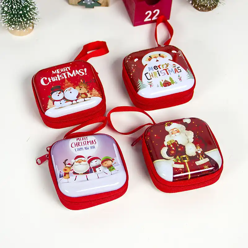 bag santa cartoon square christmas change purse wedding gift for