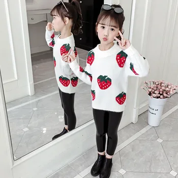 Girls Sweater Strawberry Print Girl Jumper Thick Velvet Girl Sweater Winter Warm Kid Knitted Sweater For Girls Christmas Gift
Girls Sweater Strawberry Print Girl Jumper Thick Velvet Girl Sweater Winter Warm Kid Knitted Sweater For Girls Christmas Gift