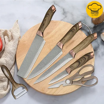 6pcs/Set Stainless Steel Kitchen Cutlery Knife Set with Gift Box Maifan Stone Wave Pattern Non-stick Knife Kitchen Knives Sets
6pcs/Set Stainless Steel Kitchen Cutlery Knife Set with Gift Box Maifan Stone Wave Pattern Non-stick Knife Kitchen Knives Sets