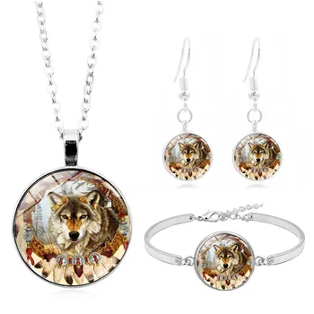 Dreamcatcher Wolf Glass Cabochon Women Jewelry Set Fashion Necklace Bracelet Earring Jewelry Sets Hot Sale
Dreamcatcher Wolf Glass Cabochon Women Jewelry Set Fashion Necklace Bracelet Earring Jewelry Sets Hot Sale