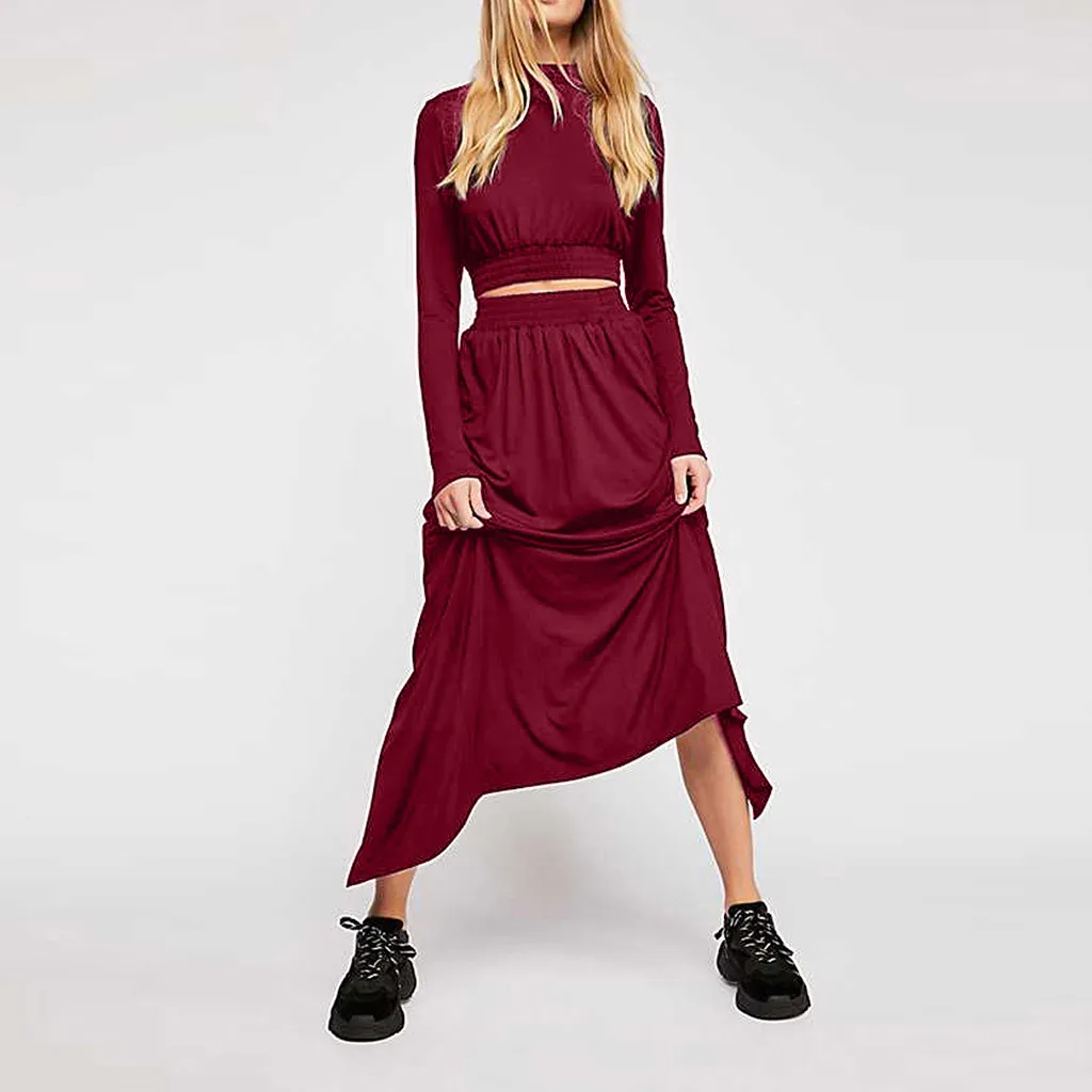 Feitong Autumn Womens Two Piece Set Fashion Sexy Solid Long Sleeve O-Neck Blouse Suits Tops Loose High Waist Long Skirt Sets
Feitong Autumn Womens Two Piece Set Fashion Sexy Solid Long Sleeve O-Neck Blouse Suits Tops Loose High Waist Long Skirt Sets