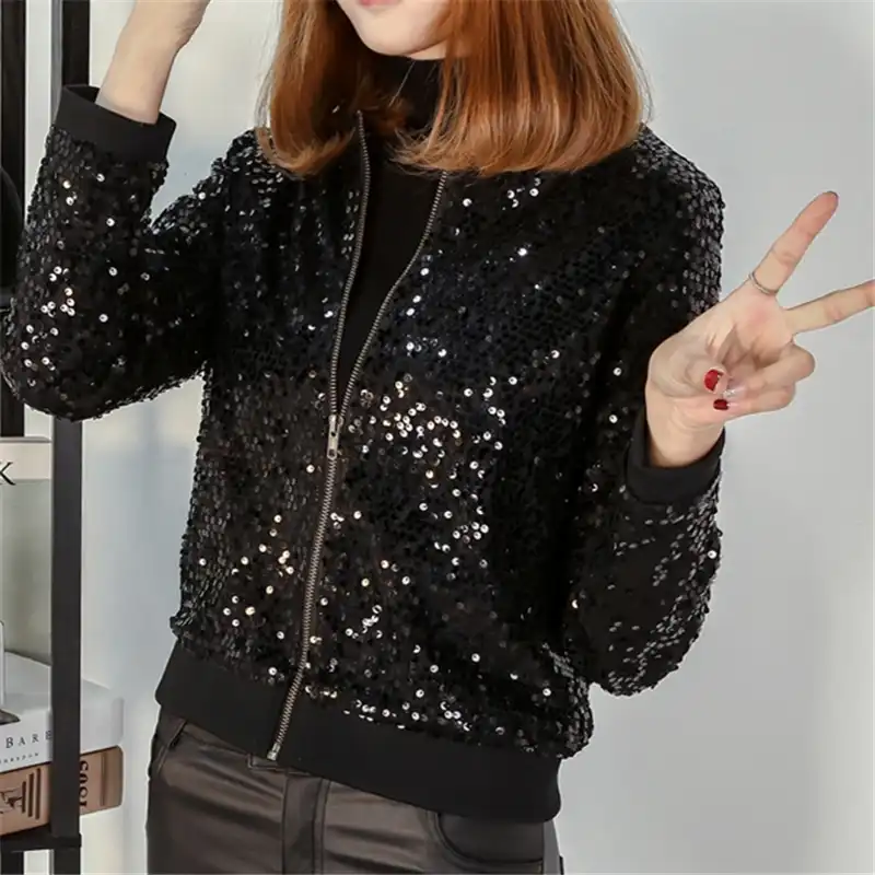 black sequin jacket ladies