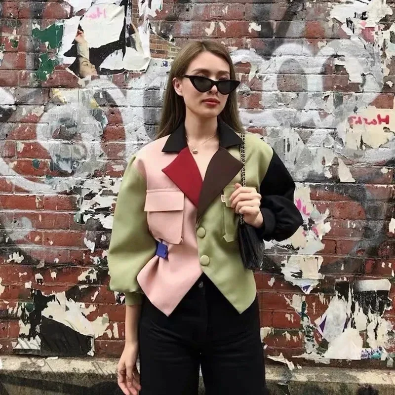 Autumn and Winter 2020 The New Ins Niche Colorful Stitching Suit Design Sense Pocket Irregular Mirror Trend Jacket Coat
Autumn and Winter 2020 The New Ins Niche Colorful Stitching Suit Design Sense Pocket Irregular Mirror Trend Jacket Coat