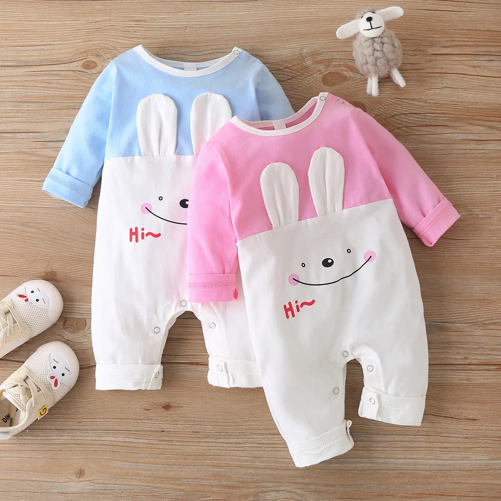 

New Newborn Infant Baby Boys Girls Cartoon Bunny Ears Romper Jumpsuit Outfits Baby boys and girls can wear Simplicity lovely Y4