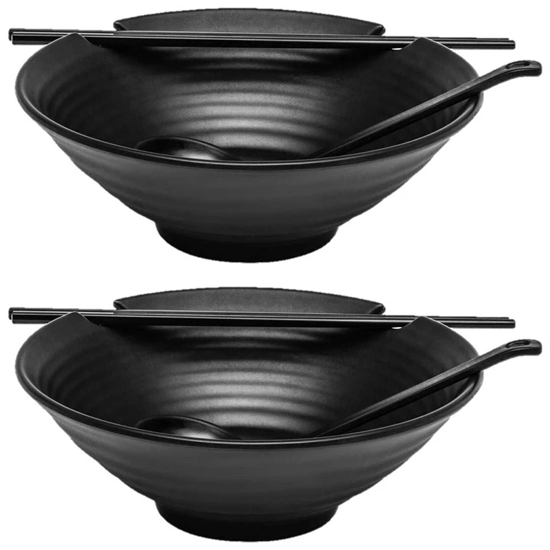 2 x Ramen Bowl Set (Black Melamine), 6Pcs Japanese Style Soup Bowls Set with Chopsticks, Ladle Spoons Set and Large 37 Oz Bowl f
2 x Ramen Bowl Set (Black Melamine), 6Pcs Japanese Style Soup Bowls Set with Chopsticks, Ladle Spoons Set and Large 37 Oz Bowl f