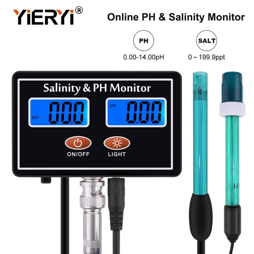 yieryi Online PH & Salinity Monitor 2 in 1 ph meter&Salinity Tester for Aquarium pool spa seawater horticultural water Quality
yieryi Online PH & Salinity Monitor 2 in 1 ph meter&Salinity Tester for Aquarium pool spa seawater horticultural water Quality