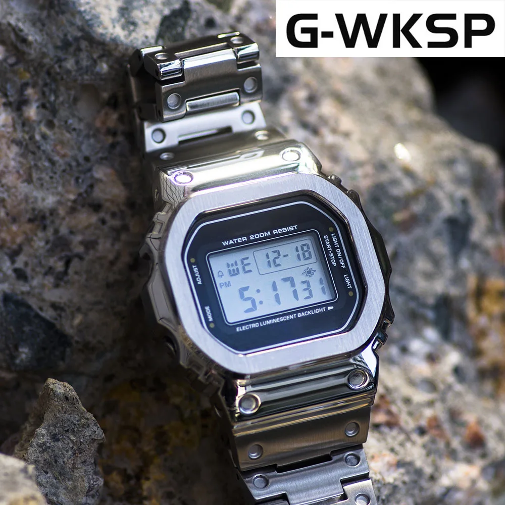 G-WKSP DW5600 5610 5030 Silver Upgrade Set Watchband Strap Accessories 100%Metal Stainless Steel Watch Case/Bezel Man Sport
G-WKSP DW5600 5610 5030 Silver Upgrade Set Watchband Strap Accessories 100%Metal Stainless Steel Watch Case/Bezel Man Sport