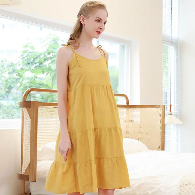 Fdfklak Sexy Sling Dress New Cotton Linen Sleepwear Women Loose Nightdress European Style Night Shirt Ladie's Nightgowns
Fdfklak Sexy Sling Dress New Cotton Linen Sleepwear Women Loose Nightdress European Style Night Shirt Ladie's Nightgowns