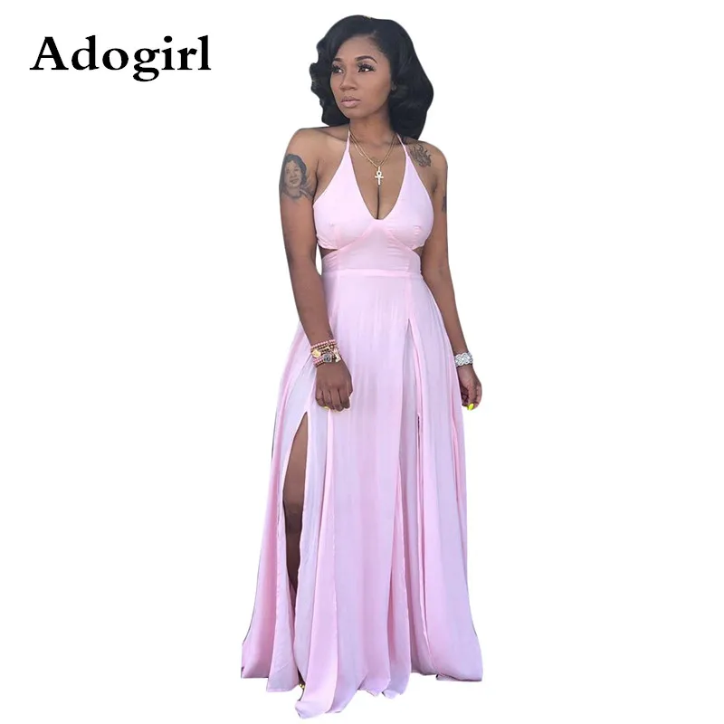 Adogirl Sexy Halter V-neck Solid Color Maix Dress Sleeveless Back Lace Up Hollow Out Side Slit Loose Dresses Night Club vestidos
Adogirl Sexy Halter V-neck Solid Color Maix Dress Sleeveless Back Lace Up Hollow Out Side Slit Loose Dresses Night Club vestidos