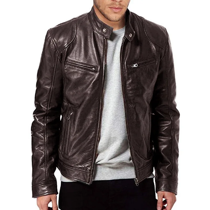 2019 Autumn Winter Men's Faux Leather Stand Collor Zipper Motorcycleg Jacket Biker Jacket Solid Color Male Long Sleeve Coat
2019 Autumn Winter Men's Faux Leather Stand Collor Zipper Motorcycleg Jacket Biker Jacket Solid Color Male Long Sleeve Coat