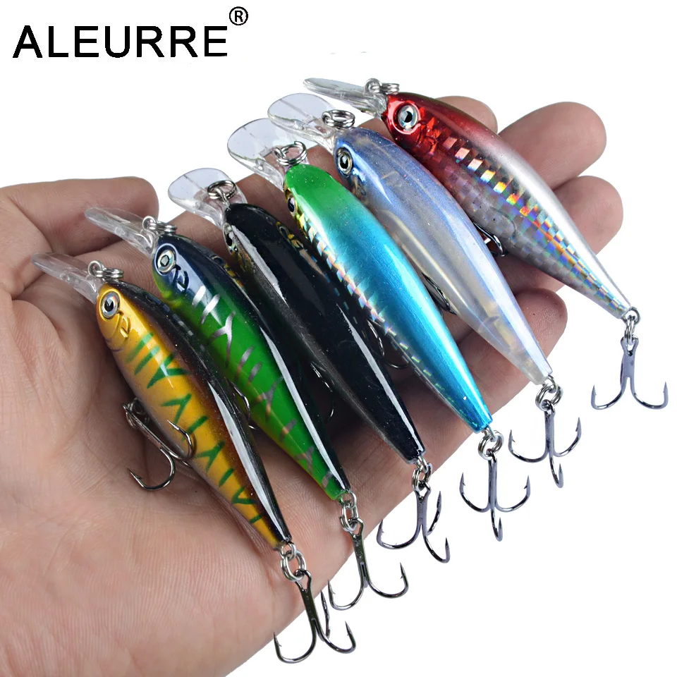 

1Pcs Minnow Bait Fishing Lure 75mm 6g Sinking Wobbler Hard Plastic Artificial Leurre Crankbait For Bass Pike 6# Hooks Tackle