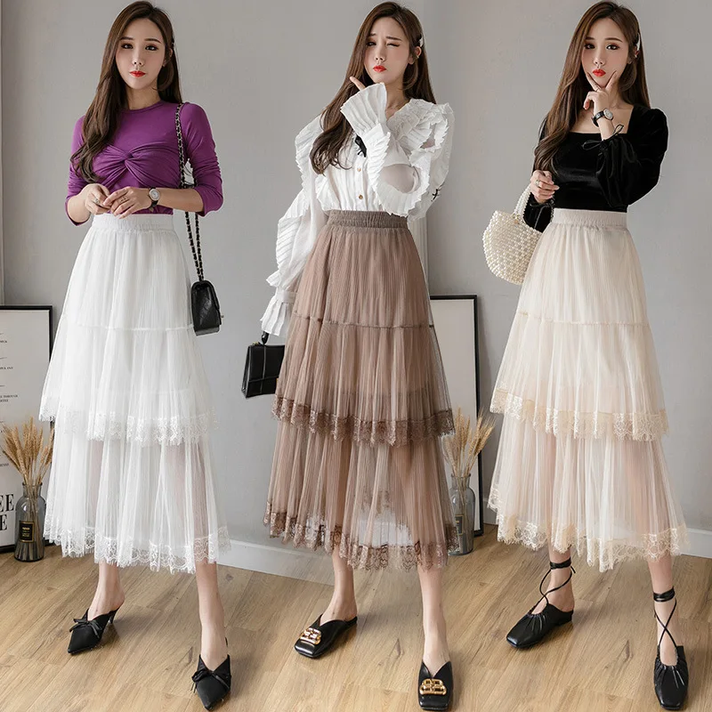 Pleated Gauze Lace Joint Cake Dress Women's Mid-length 2020 Spring And Summer New Style Elastic Girdle Versatile Skirt
Pleated Gauze Lace Joint Cake Dress Women's Mid-length 2020 Spring And Summer New Style Elastic Girdle Versatile Skirt