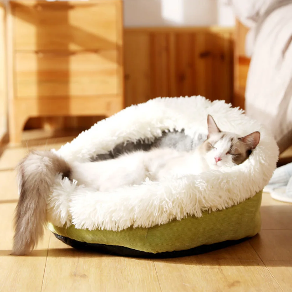 

Super Warm Cat Cave Bed Dog House Puppy Kennel Shelter for Kitty Rabbit and Nest for Kitten Small Animals Edge With Soft Hair