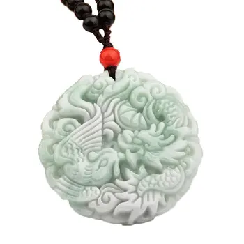 LETSFUN Fine Jewelry 100% Pure Natural Jadeite Ercy Hand Carved Dragon Phoenix Jade Pendant Necklace Free Shipping 
LETSFUN Fine Jewelry 100% Pure Natural Jadeite Ercy Hand Carved Dragon Phoenix Jade Pendant Necklace Free Shipping