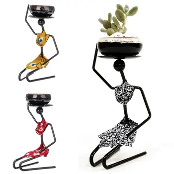 Simple Abstract Iron Mini Meaty Flowerpot African Woman Vase Flower Pot Racks Desktop Ornaments With Ceramic Pot Home Decoration 
Simple Abstract Iron Mini Meaty Flowerpot African Woman Vase Flower Pot Racks Desktop Ornaments With Ceramic Pot Home Decoration
