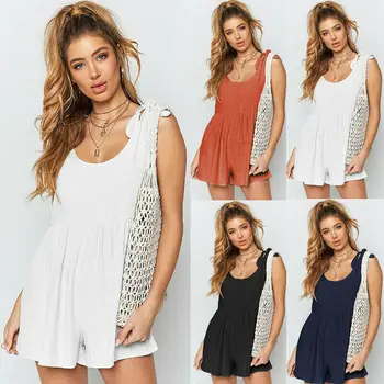 2019 Women Off Shoulder Playsuits Romper Loose Shorts Solid Jumpsuit Lady Beach Summer Casual Bodysuits Sleeveless Outfits
2019 Women Off Shoulder Playsuits Romper Loose Shorts Solid Jumpsuit Lady Beach Summer Casual Bodysuits Sleeveless Outfits