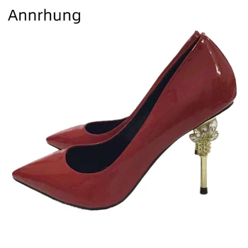 Jeweled Metal Strange Heel Dress Shoes Woman Sexy Pointed Toe Shallow Slim High Heel Shoes Patent Leather Spring Pumps Women 
Jeweled Metal Strange Heel Dress Shoes Woman Sexy Pointed Toe Shallow Slim High Heel Shoes Patent Leather Spring Pumps Women