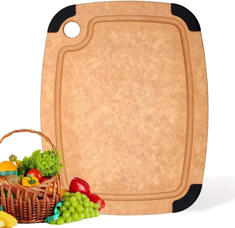 Cutting Board, Kitchen Chopping Board with Liquids Groove and Silicone Corners, Eco Friendly Resin Material
Cutting Board, Kitchen Chopping Board with Liquids Groove and Silicone Corners, Eco Friendly Resin Material