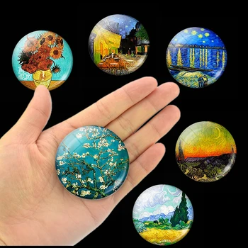 50MM Van Gogh Art Paintings Refrigerator Stickers Starry Night Sunflowers Fridge Magnet Landscape Glass Crystal Cabochon Decor
50MM Van Gogh Art Paintings Refrigerator Stickers Starry Night Sunflowers Fridge Magnet Landscape Glass Crystal Cabochon Decor