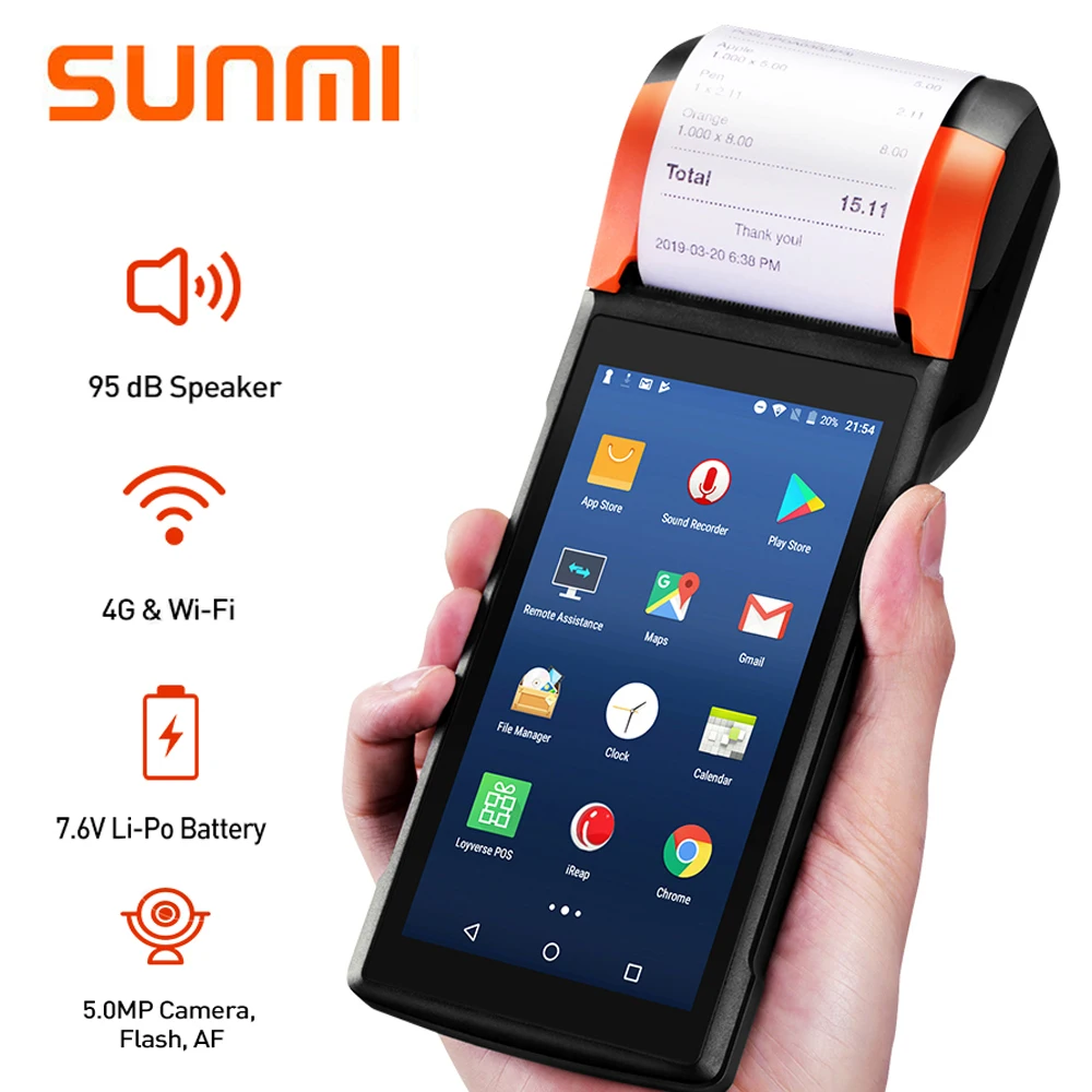 SUNMI PDA Handheld Android POS Terminal With 58mm Thermal Receipt Printer For Mobile Order eSIM 4G WiFi Camera speaker
SUNMI PDA Handheld Android POS Terminal With 58mm Thermal Receipt Printer For Mobile Order eSIM 4G WiFi Camera speaker