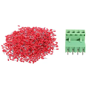 AWG 22 Pin End Ferrules Terminal 1000 Pcs Red with 10X 2EDG 4Pin 5.08mm Terminal Block Connector Right Angle 
AWG 22 Pin End Ferrules Terminal 1000 Pcs Red with 10X 2EDG 4Pin 5.08mm Terminal Block Connector Right Angle