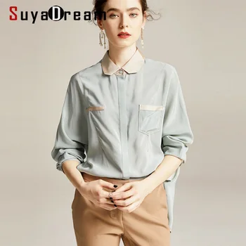 SuyaDream Women Solid Blouses 100% Silk Crepe Long Sleeved Turn Down Collar Buttoned Office Blouse Shirt 2020 Spring Shirt 
SuyaDream Women Solid Blouses 100% Silk Crepe Long Sleeved Turn Down Collar Buttoned Office Blouse Shirt 2020 Spring Shirt