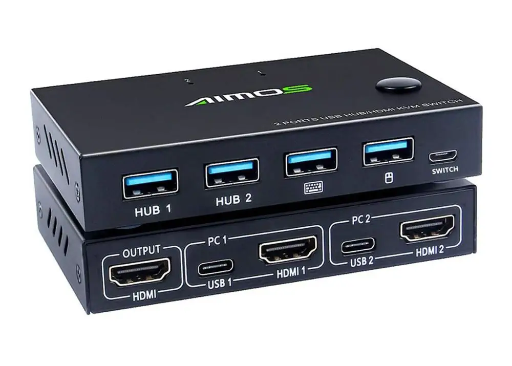 KVM Switch HDMI 2 Port USB Switcher Box, UHD 4K@30Hz, 4 USB 2.0 Hubs, Support Compatible Laptop/PC/PS5 4/Xbox/HDTV
KVM Switch HDMI 2 Port USB Switcher Box, UHD 4K@30Hz, 4 USB 2.0 Hubs, Support Compatible Laptop/PC/PS5 4/Xbox/HDTV