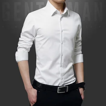 Spring Dress Shirt Long Sleeve Turndown Collar Men Shirt Slim Fit Solid Business Camisa Masculina Tops Male Formal Chemise Homme
Spring Dress Shirt Long Sleeve Turndown Collar Men Shirt Slim Fit Solid Business Camisa Masculina Tops Male Formal Chemise Homme