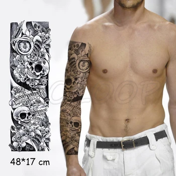 Waterproof Temporary Tattoo Sticker Clock Skull Full Arm Black Fake Tatto Large Size Flash Tatoo Sleeve Tattoos for Men Women
Waterproof Temporary Tattoo Sticker Clock Skull Full Arm Black Fake Tatto Large Size Flash Tatoo Sleeve Tattoos for Men Women