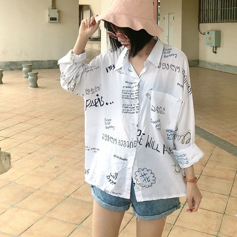 Preppy Ins Print Women Autumn Tops Leisure Shirt Loose Pocket Turn-Down Collar Long Sleeve Shirts
Preppy Ins Print Women Autumn Tops Leisure Shirt Loose Pocket Turn-Down Collar Long Sleeve Shirts