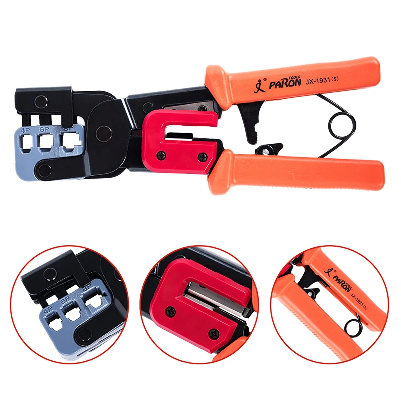 PARON Ethernet Network LAN Cable Crimping Tool Crimper Cutter Stripper Plier Modular Connector 4P 6P 8P and RJ45 RJ22 RJ11 RJ12
PARON Ethernet Network LAN Cable Crimping Tool Crimper Cutter Stripper Plier Modular Connector 4P 6P 8P and RJ45 RJ22 RJ11 RJ12