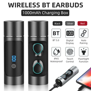 Mini Wireless Bluetooth 5.0 Earbuds TWS LED Digital Display Touch Control Eraphone Sport Headset with 1000mAh Charging Box
Mini Wireless Bluetooth 5.0 Earbuds TWS LED Digital Display Touch Control Eraphone Sport Headset with 1000mAh Charging Box