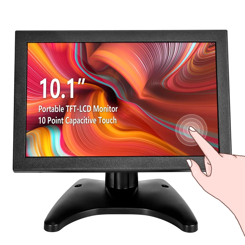 

10.1" TFT LCD Monitor 1280*800 Color Screen Capacitive Touch Display with 360 Degree Holder USB Input Built-in Speaker