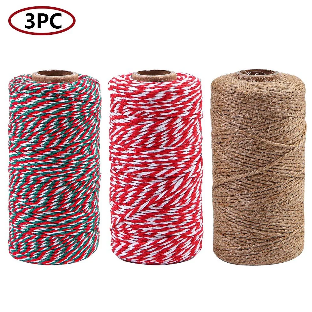 3 Rolls 100M Natural Jute String Cotton Twine 984 Feet Totally Packing Strings Christmas Event & Party Supplies Wall decoration | Дом и сад