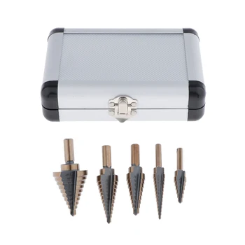 5pcs HSS Round Shank Titanium Coated Step Cone Drill Bit In Aluminum Case
5pcs HSS Round Shank Titanium Coated Step Cone Drill Bit In Aluminum Case