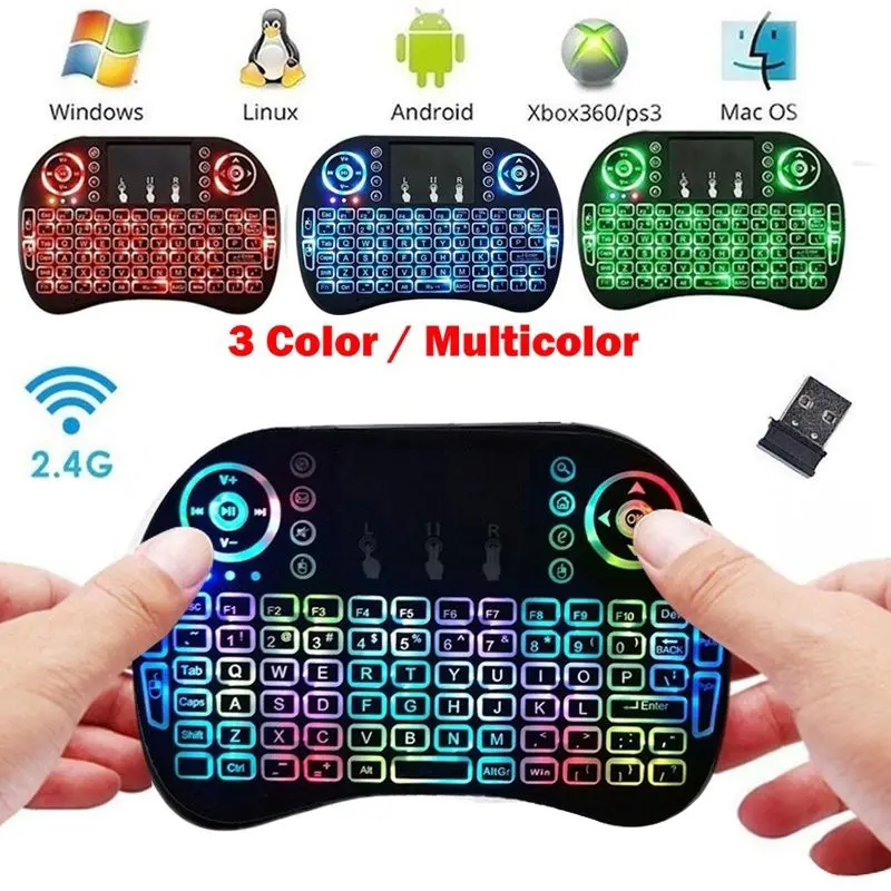 i8 Mini Wireless Keyboard 7 Color Backlit Keyboards 2.4ghz English 3 colour Air Mouse for Computer Smart TV Web player for X-BOX
i8 Mini Wireless Keyboard 7 Color Backlit Keyboards 2.4ghz English 3 colour Air Mouse for Computer Smart TV Web player for X-BOX