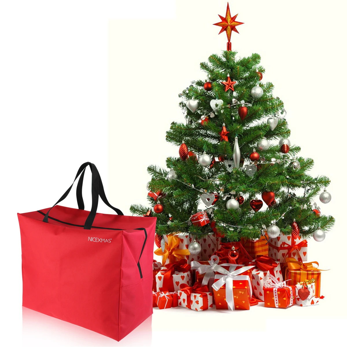 Red Holiday Christmas Tree Storage Bag Roomy Zippered Bag Tree Storage Organizer for Artificial Christmas tree with Handles
Red Holiday Christmas Tree Storage Bag Roomy Zippered Bag Tree Storage Organizer for Artificial Christmas tree with Handles