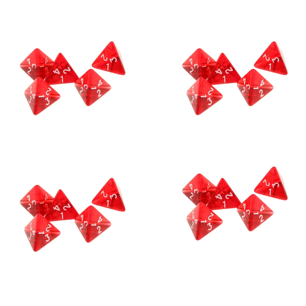 20Pcs Red Gem Polyhedral Dices Set D4 Die Four-sided Dice for Dungeons & Dragons Table Games 20Pcs Red Gem Polyhedral Dices Set D4 Die Four-sided Dice for Dungeons & Dragons Table Games