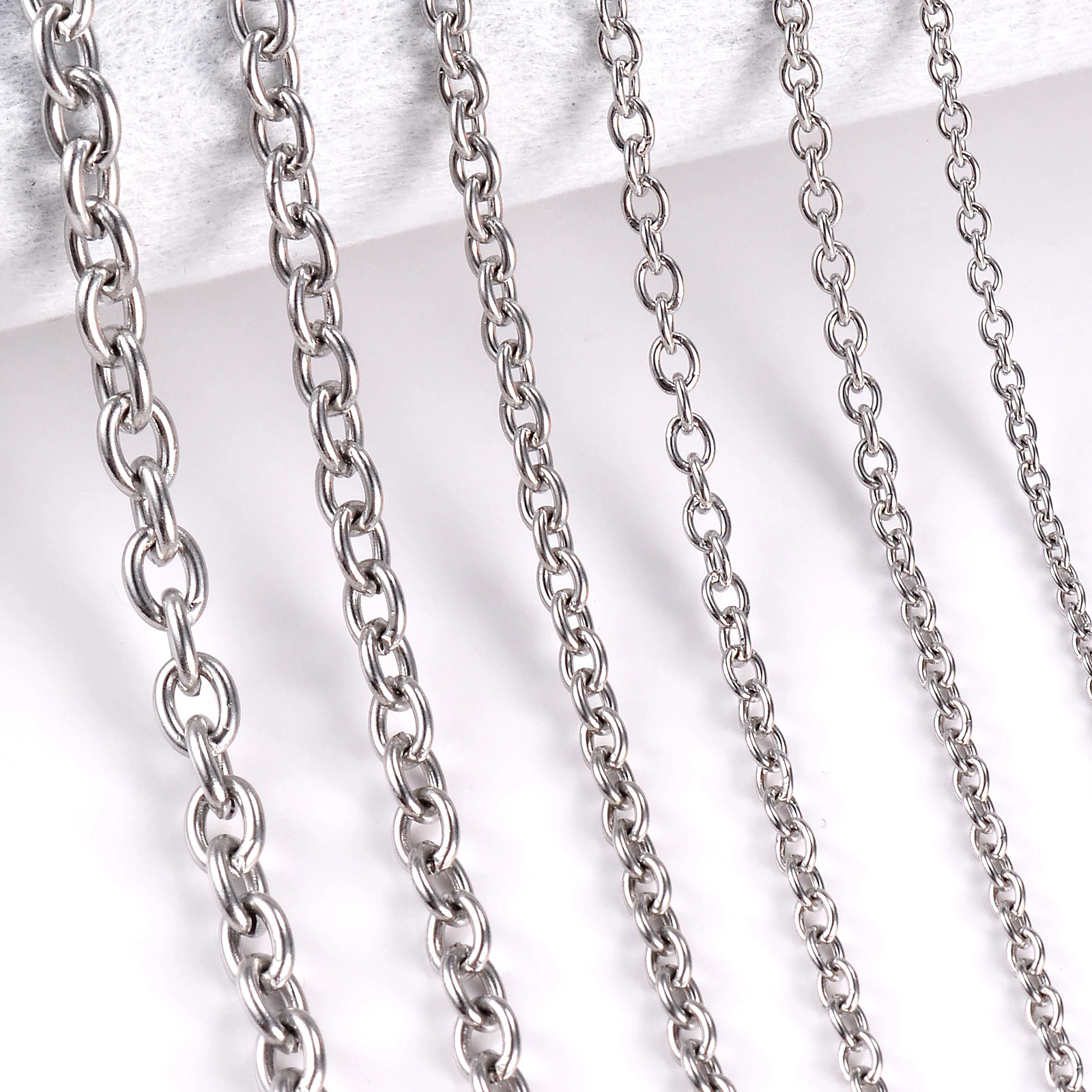 

Stainless Steel Cross O Chain Necklace For Women Men DIY Jewelry Thin Thick Bracelet Necklace